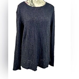 Front Street USA Black Long Sleeve Lagenlook Minimalist Crinkle Top Size XL